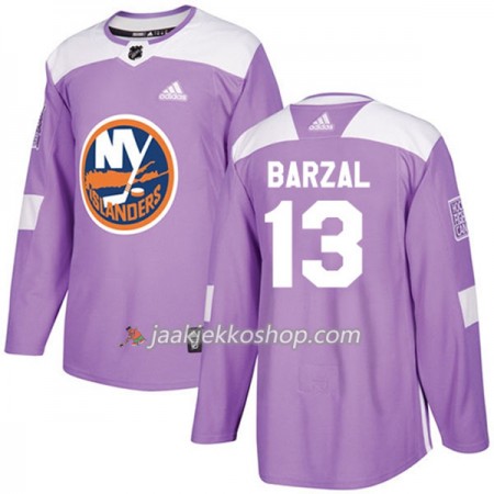 Miehille NHL New York Islanders Pelipaita Mathew Barzal 13 Adidas 2017-2018 Violetti Fights Cancer Practice Authentic